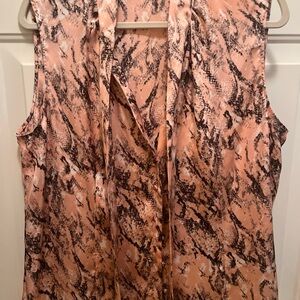 Tahari XL Pink Brown Snake Print Sleeveless Top